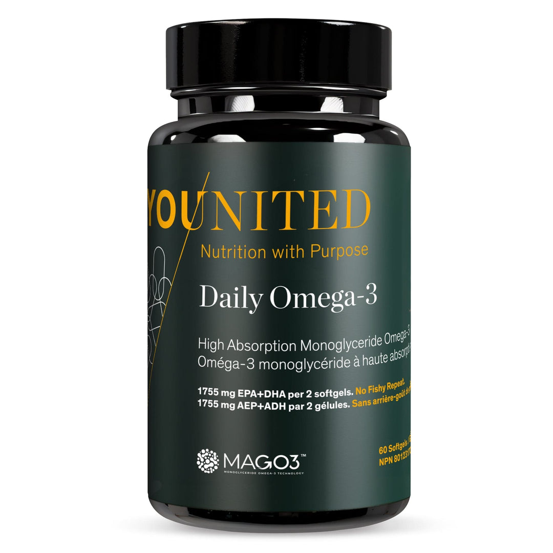 Younited Wellness Daily Omega-3 Premium MAG-O3 monoglyceride form fish oil