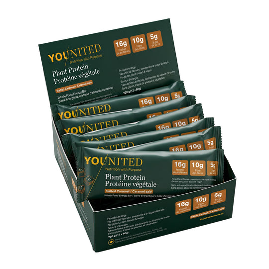 Younited Wellness Protein Bars Plant Protein Whole Food Energy Bar - 12 bars per box