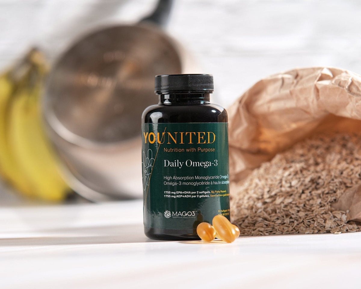 Younited Wellness Daily Omega-3 Premium MAG-O3 monoglyceride form fish oil