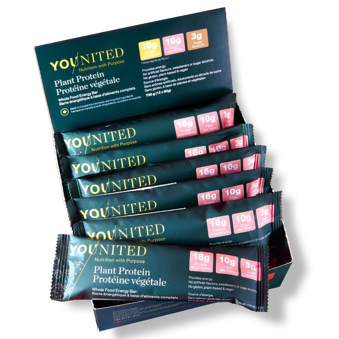 Younited Wellness Protein Bars Plant Protein Whole Food Energy Bar - 12 bars per box