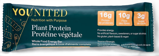 Younited Wellness Protein Bars Crunchy Peanut Butter Cup Plant Protein Whole Food Energy Bar - 12 bars per box