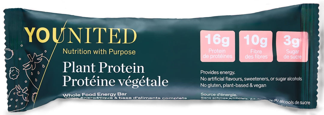 Younited Wellness Protein Bars Summer Berries Plant Protein Whole Food Energy Bar - 12 bars per box